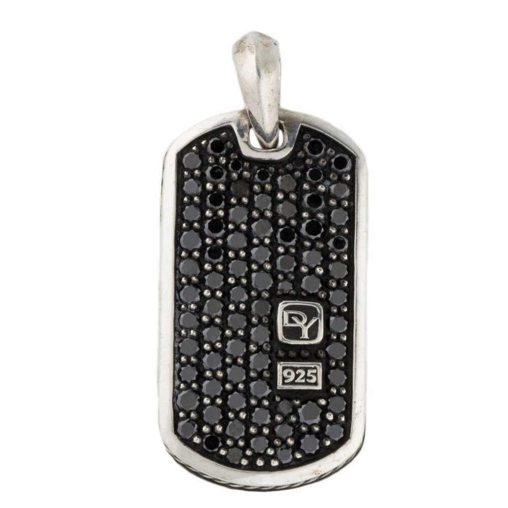 DAVID YURMAN DIAMOND 0.96CTW STERLING SILVER 925 PAVÉ TAG PENDANT - Picture 1 of 7